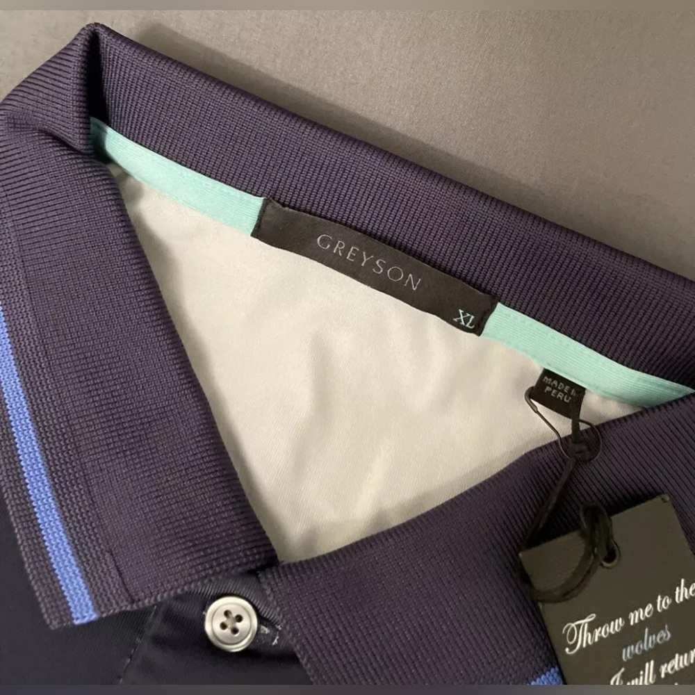 Greyson Golf Shirt Polo Washoe XL Abyss Flamingo Colorblock Polyester Spandex - Picture 4 of 8